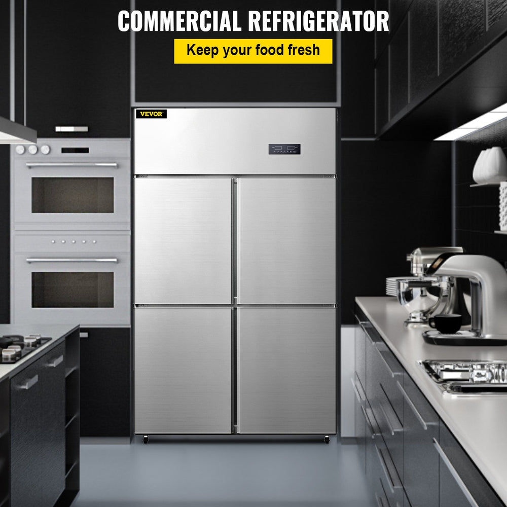 Vevor Commercial Refrigerator 27.5 Cu. Ft. Upright Refrigerator 48" Side by Side Freezer Stainless Steel 4 Door New