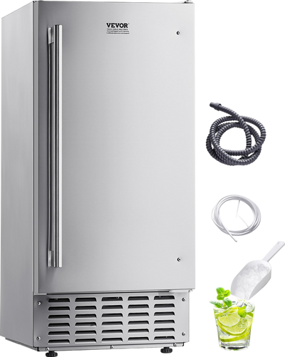 Vevor Ice Maker Undercounter 66 Lbs Per Day Stainless Steel Reversible Door Auto Clean New