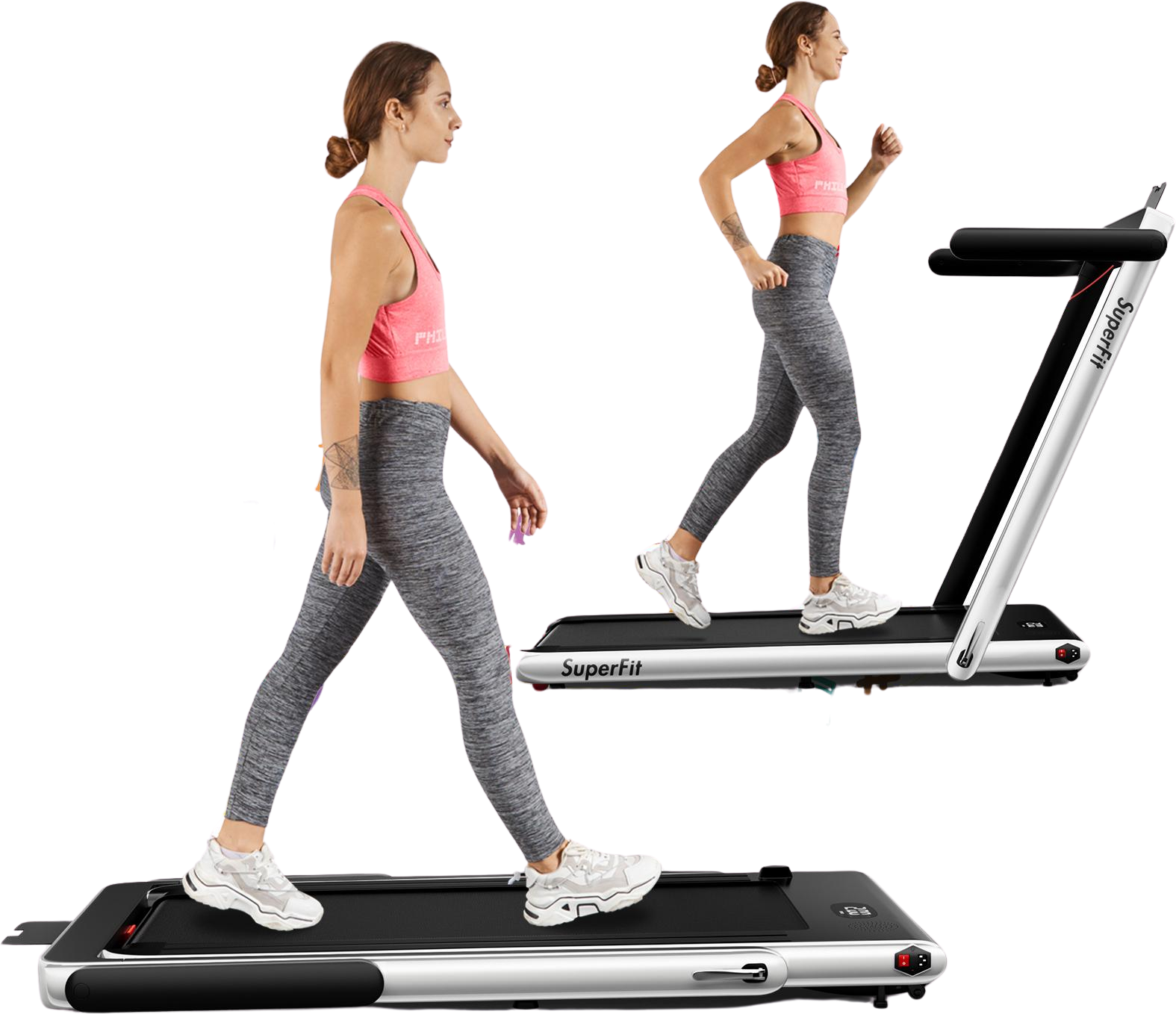 Costway SuperFit 2 in 1 Folding Treadmill 2.25 HP App Speaker Remote Control New