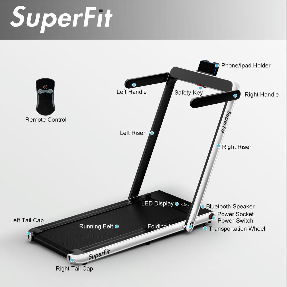 Costway SuperFit 2 in 1 Folding Treadmill 2.25 HP App Speaker Remote Control New