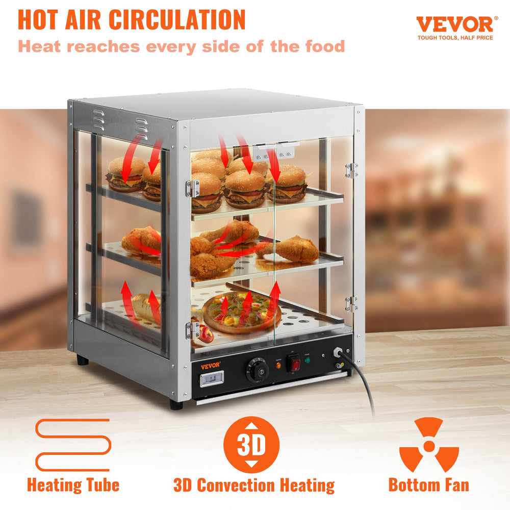 Vevor Commercial Food Warmer 3-Tier 800W Countertop Display with Water Tray New