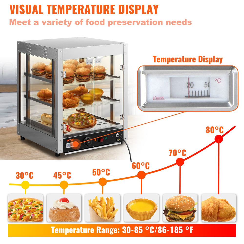 Vevor Commercial Food Warmer 3-Tier 800W Countertop Display with Water Tray New