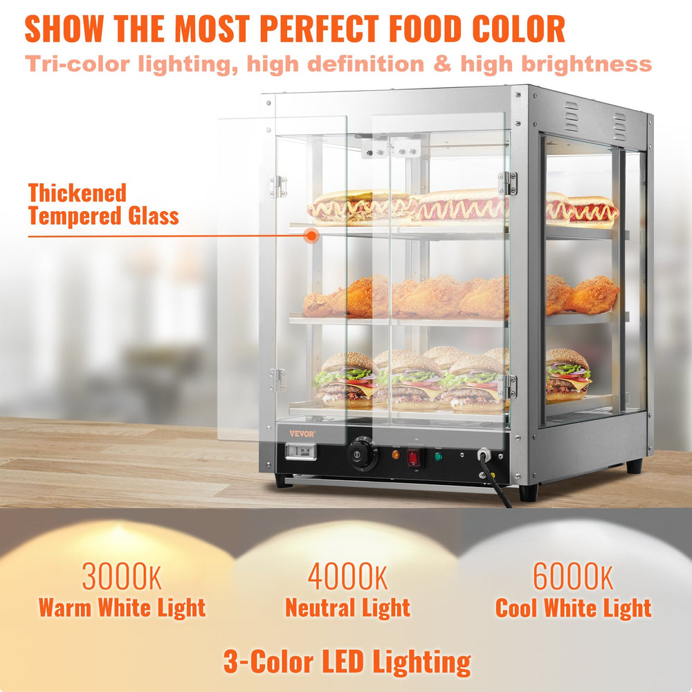 Vevor Commercial Food Warmer 3-Tier 800W Countertop Display with Water Tray New