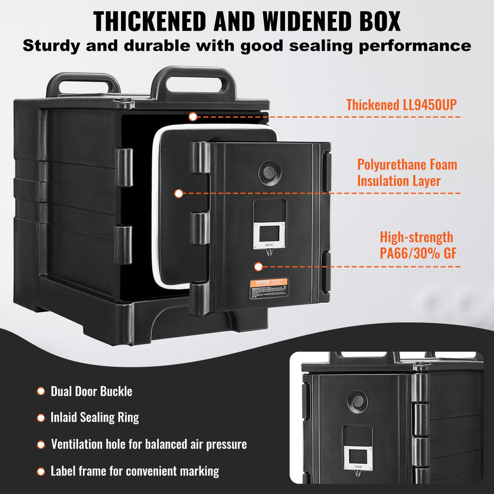 Vevor Insulated Food Pan Carriers 81 Qt Set of 2 Stackable Hot and Cold Transport Box with Wheels New
