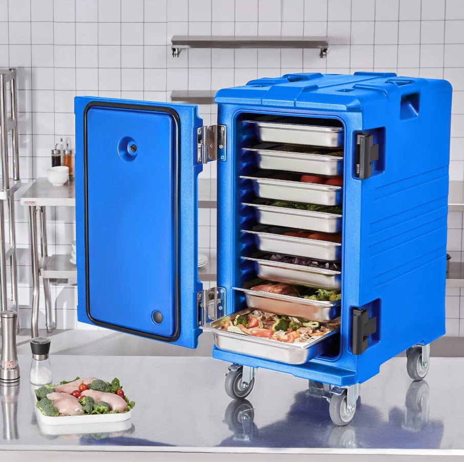 Vevor Insulated Food Pan Carrier 32 Gal Stackable Front-Load with Wheels New