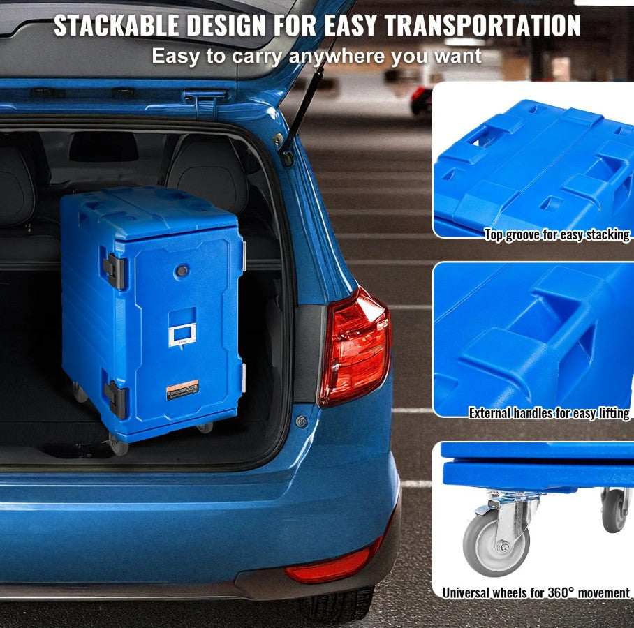 Vevor Insulated Food Pan Carrier 32 Gal Stackable Front-Load with Wheels New