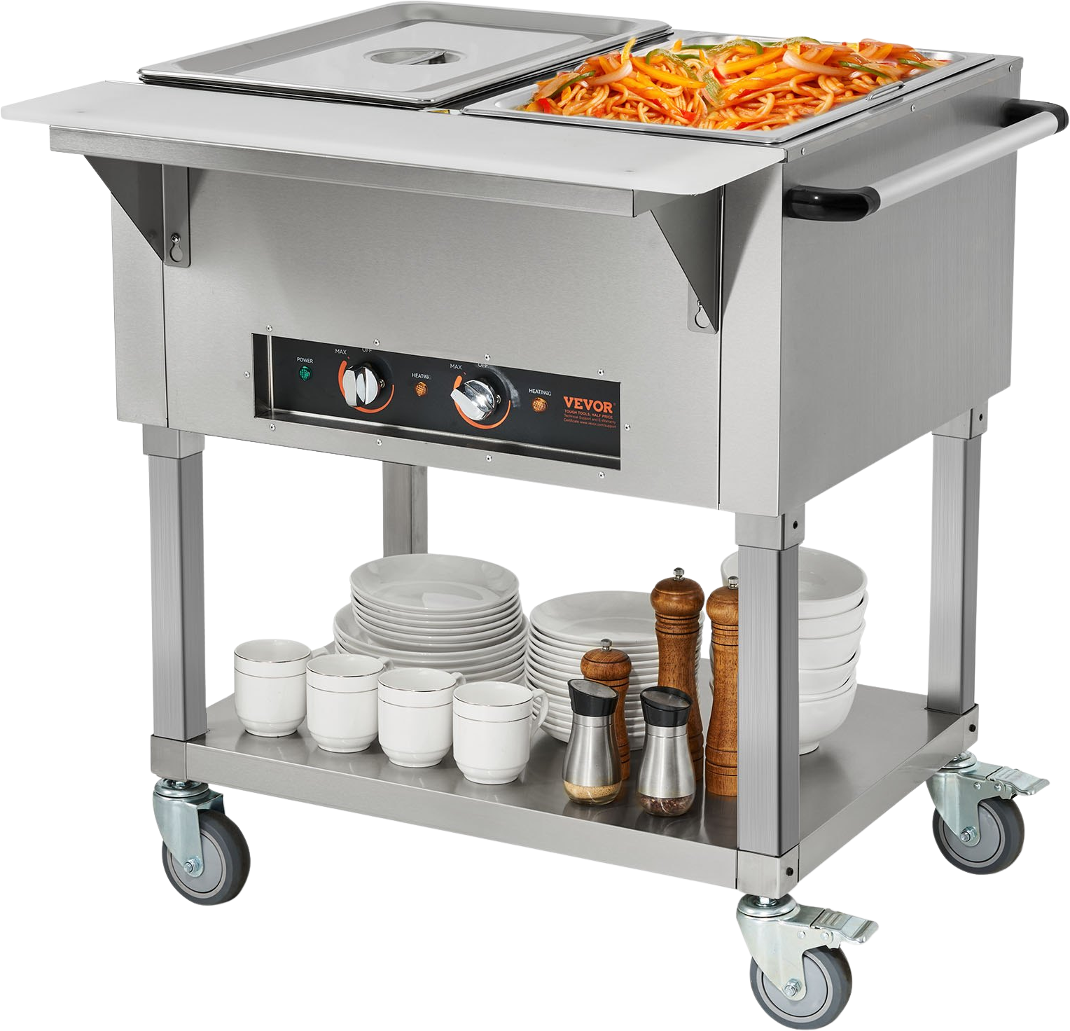 Vevor Food Warmer 2-Pan 20.6 Qt Commercial Buffet Table with Wheels 1000W Stainless Steel New