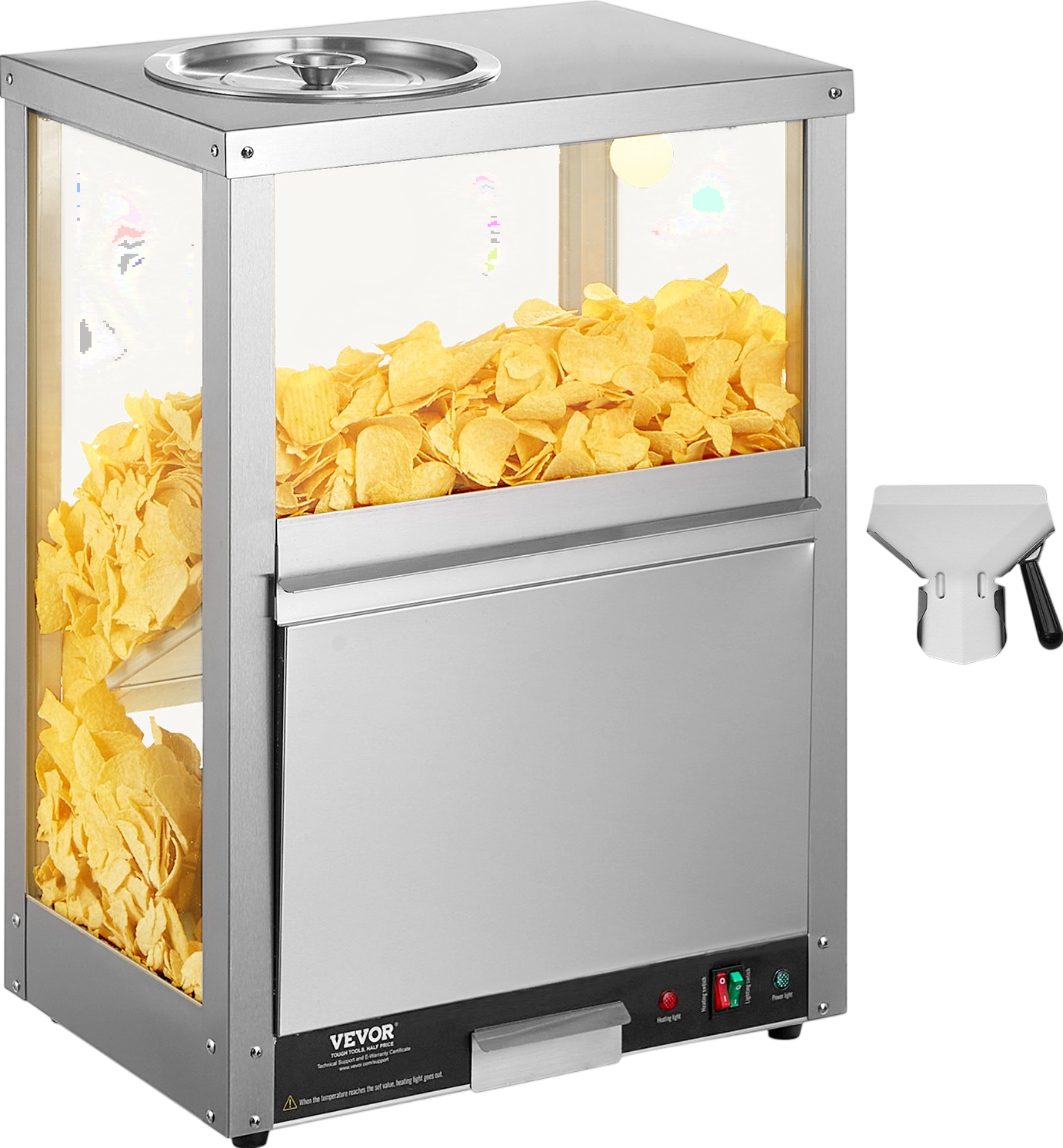 Vevor Nacho Chip Warmer 84.5 Qt Countertop Unit with Tempered Glass 300W Heating Base New