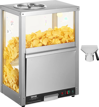 Vevor Nacho Chip Warmer 84.5 Qt Countertop Unit with Tempered Glass 300W Heating Base New