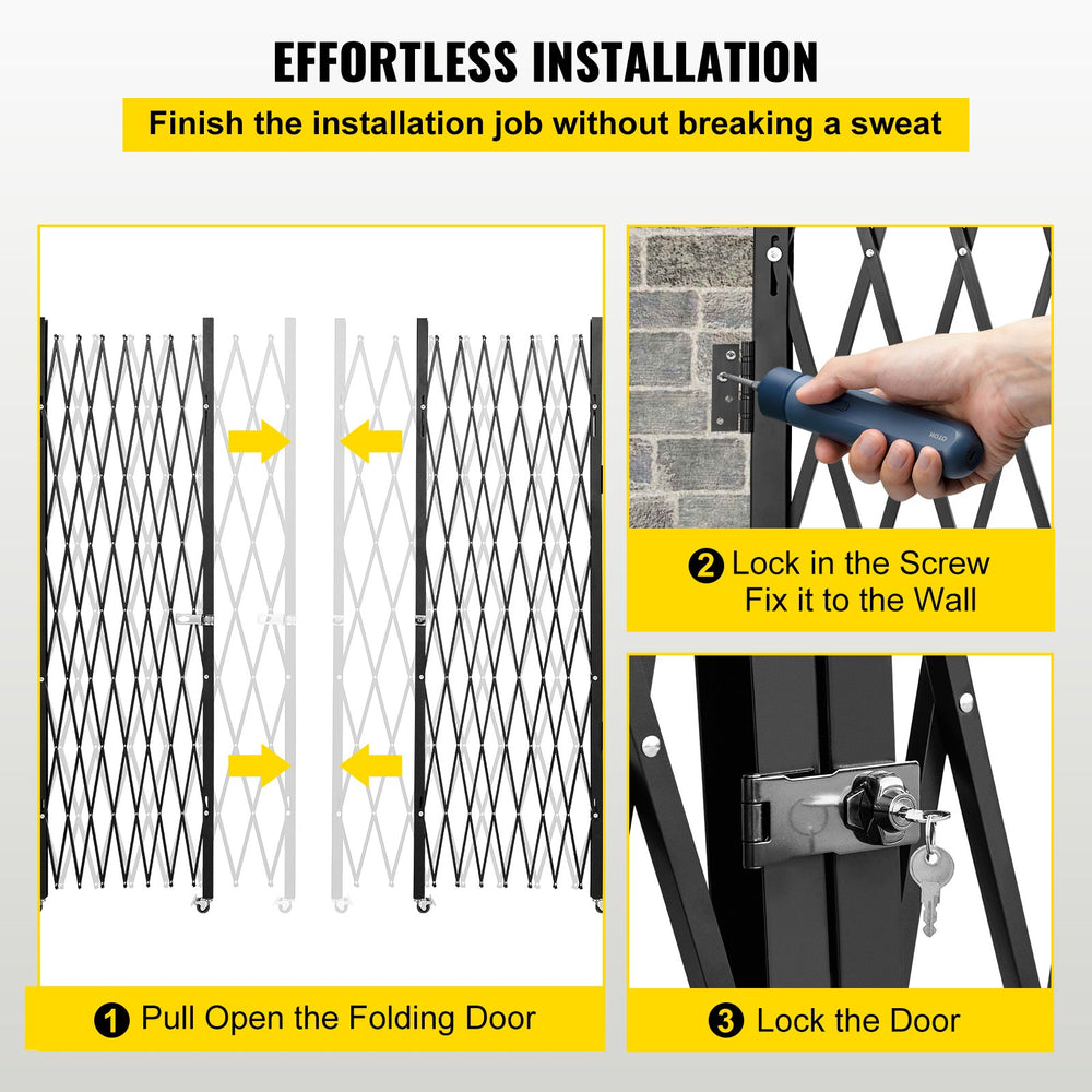 Vevor Double Folding Security Gate 10.2' x 5.1' Steel Accordion Gate with 360° Rolling Casters New