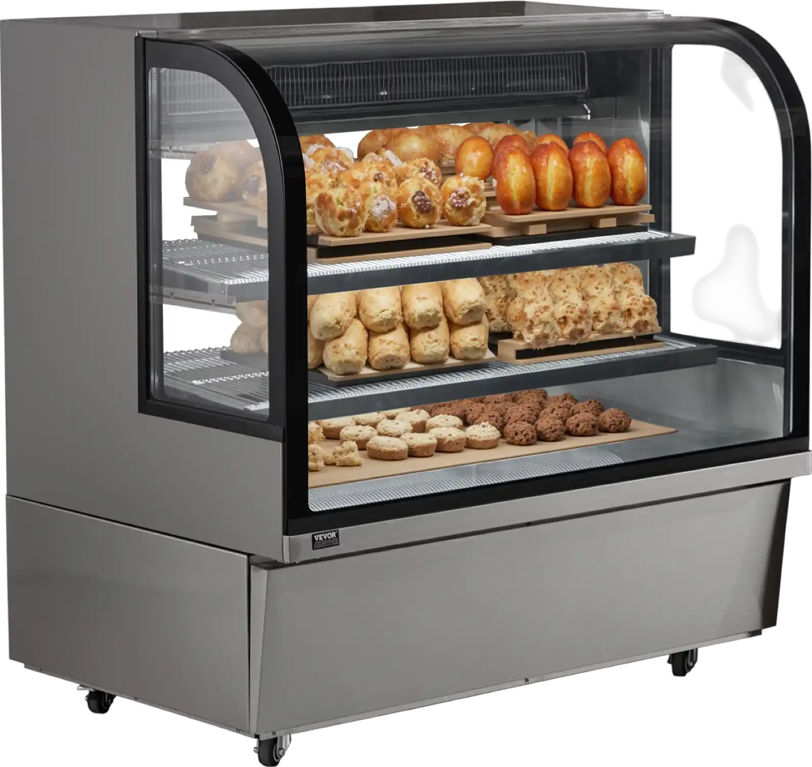 Vevor Refrigerated Display Case 18 Cu Ft Stainless Steel with 2 Adjustable Shelves New