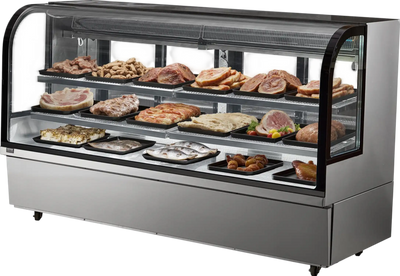 Vevor Refrigerated Display Case 32 Cu Ft Stainless Steel with 4 Adjustable Shelves New