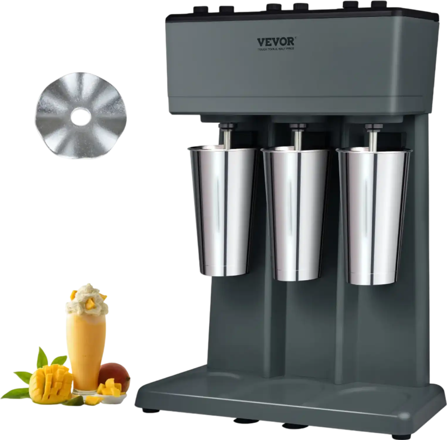 Vevor Triple Head Milkshake Maker 375W with 3-Speed Control and Stainless Steel Cups New