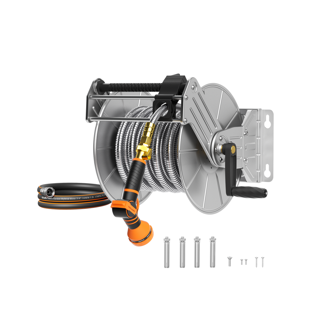 Giraffe Tools Wall Mounted Hose Reel Stainless Steel Heavy Duty New