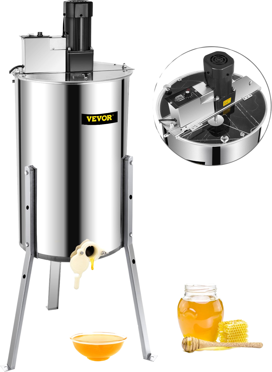 Vevor Honey Extractor Electric 3 Frames Stainless Steel New