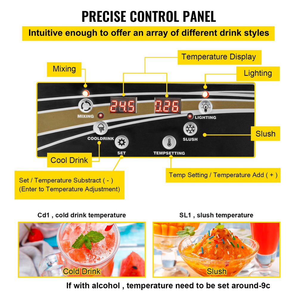 Vevor Commercial Slushy Machine 4 Gal. 15 L 1 Tank Frozen Drink Maker 500W New
