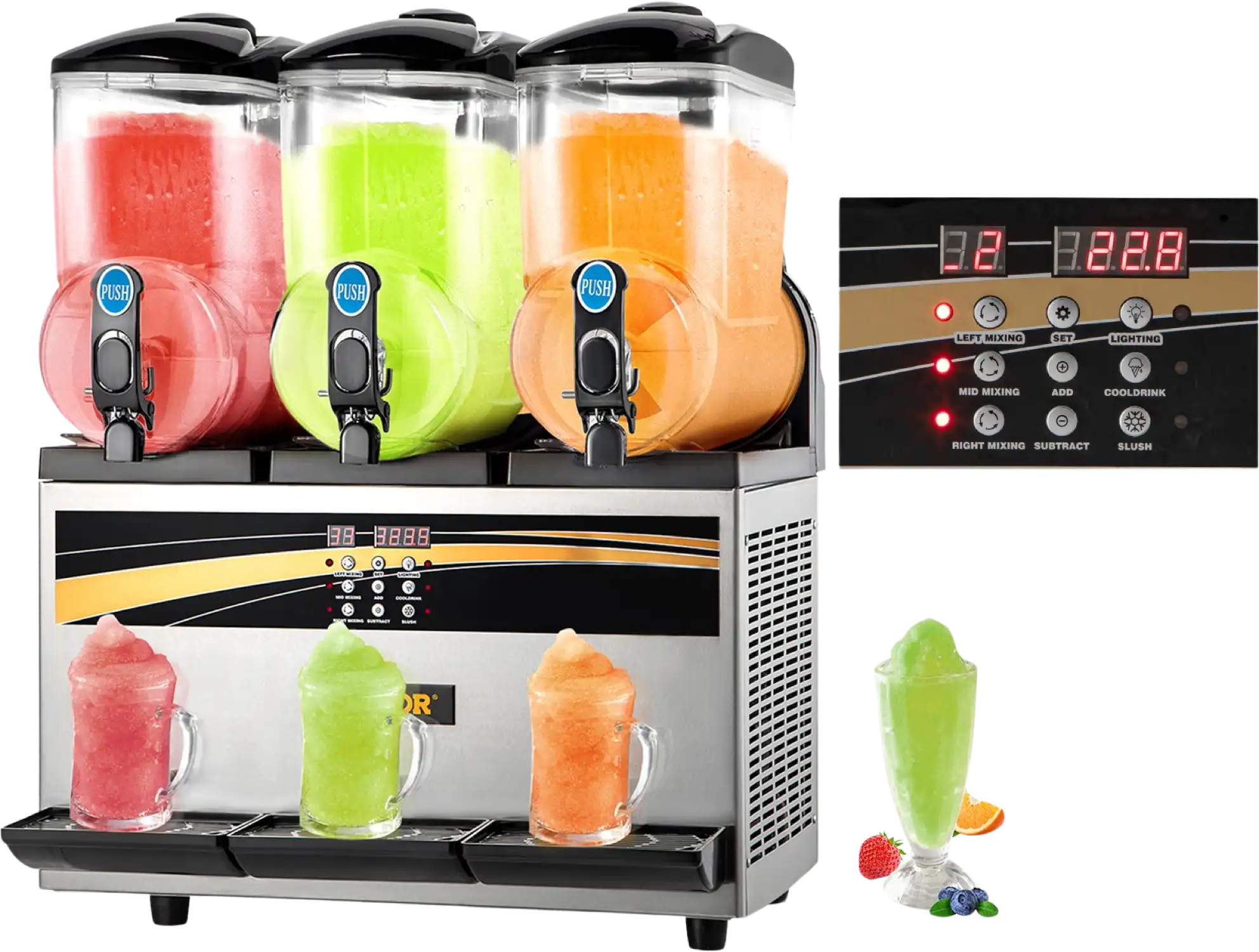 Vevor Commercial Slushy Machine 4 Gal. 15 L 3 Tank Frozen Drink Maker 1200W New