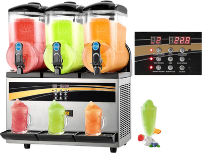 Vevor Commercial Slushy Machine 4 Gal. 15 L 3 Tank Frozen Drink Maker 1200W New