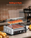 Vevor Commercial Grill Machine 11-Roller with Cover 30 Hot Dog 1600W New