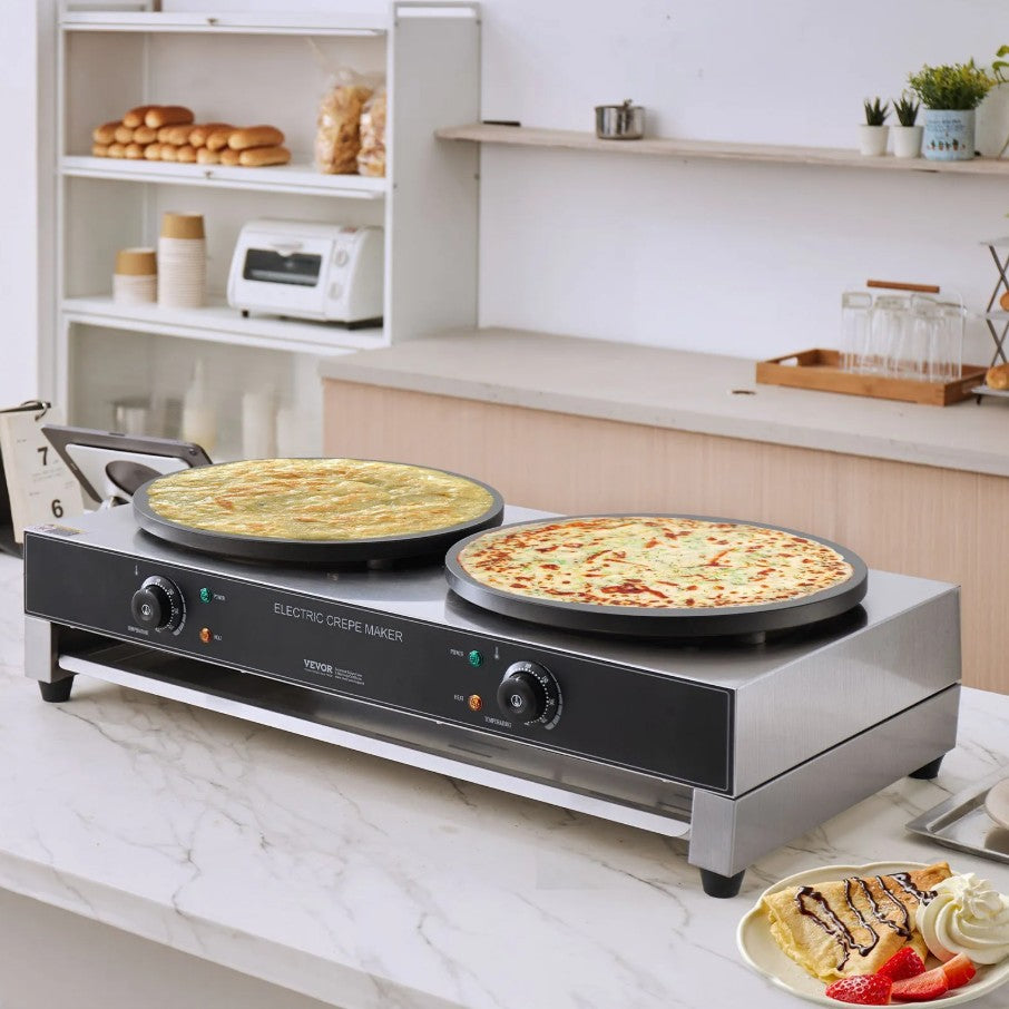 Vevor Commercial Electric Crepe Maker 16" Double Head 3400W New