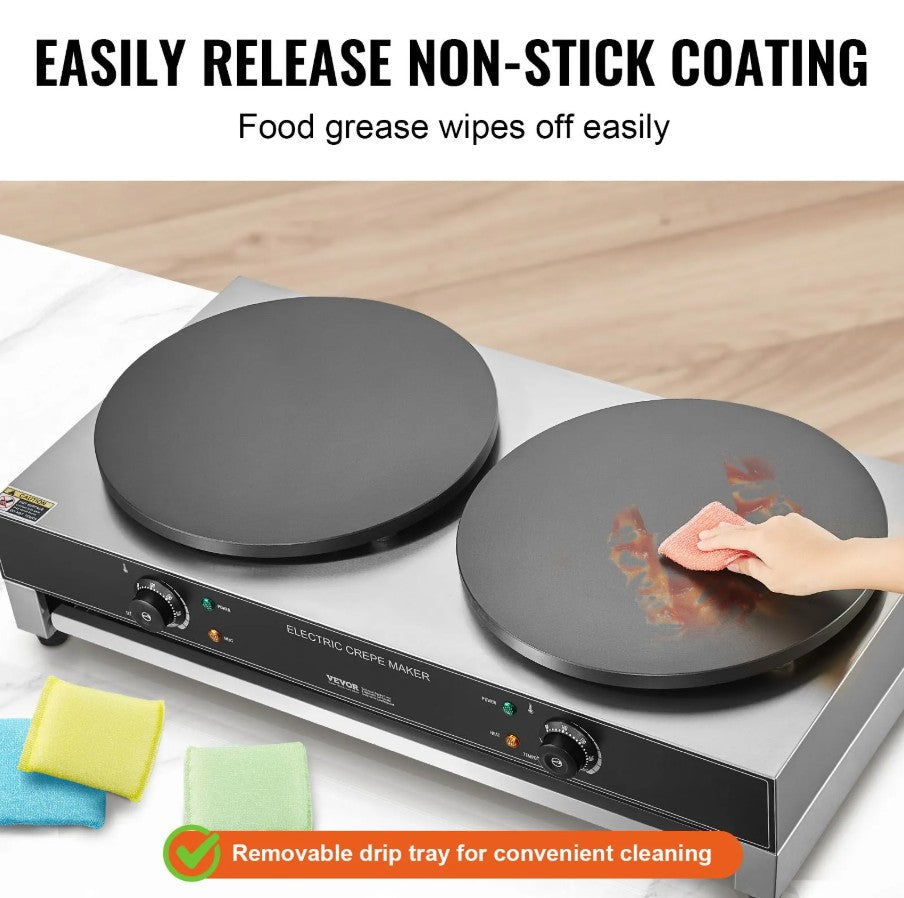 Vevor Commercial Electric Crepe Maker 16" Double Head 3400W New