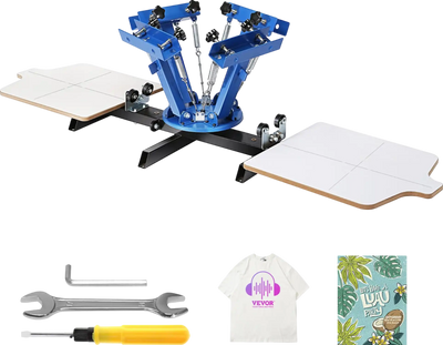 Vevor Screen Printing Machine 4 Color 2 Station 360° Rotary 21.2