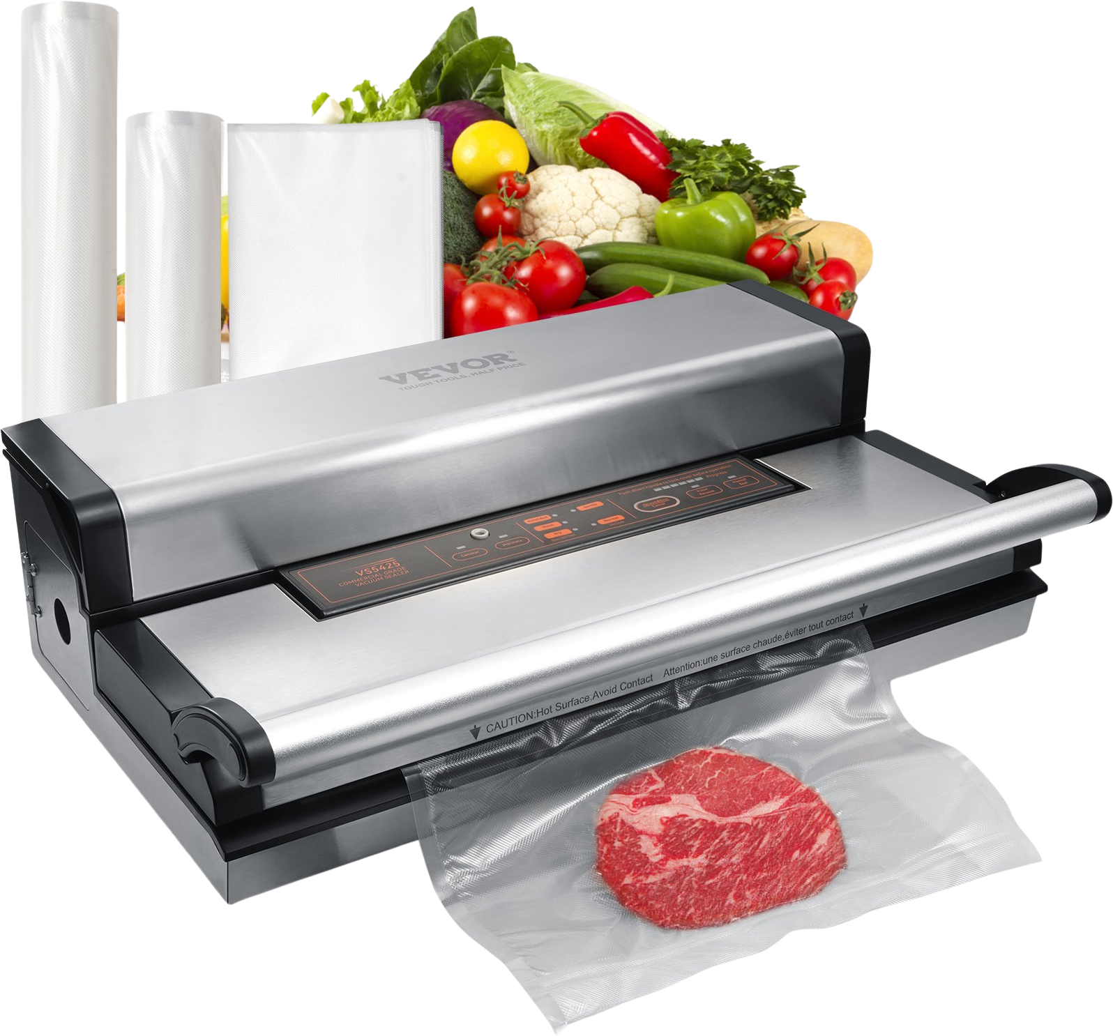 Vevor Vacuum Sealer Machine 350W Dual Pump Automatic Manual Seal Built-in Cutter Dry and Moist Food New