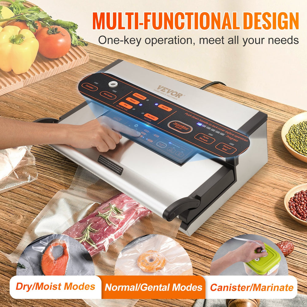 Vevor Vacuum Sealer Machine 350W Dual Pump Automatic Manual Seal Built-in Cutter Dry and Moist Food New