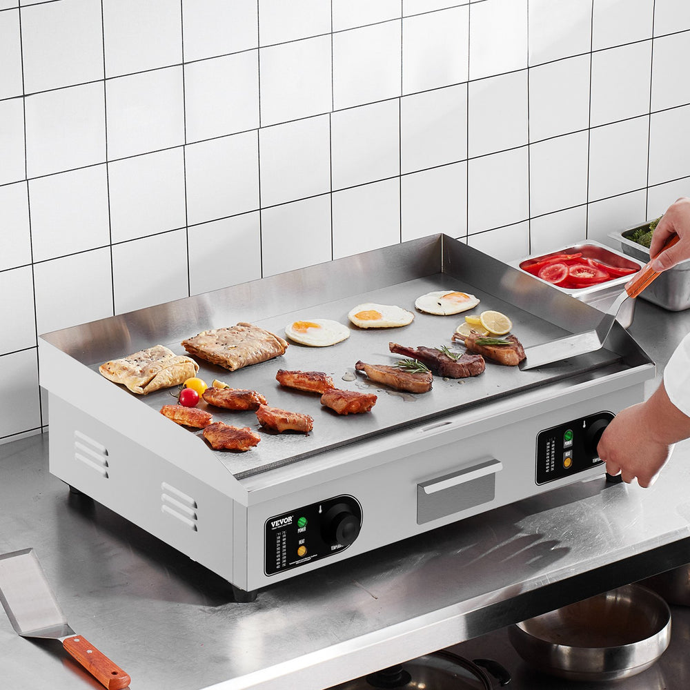 Vevor Flat Top Griddle 25.9" x 15.7" 2800W Commercial Countertop Electric Grill 122-572°F Stainless Steel New