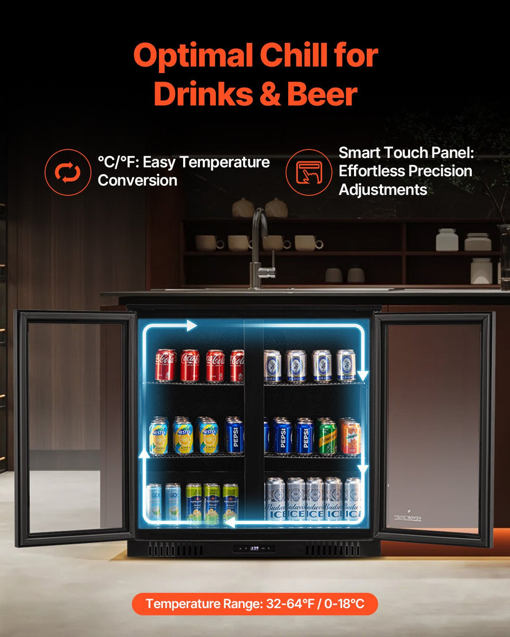 Vevor 246-Can Commercial Beverage Refrigerator Built-In or Freestanding Glass Door New