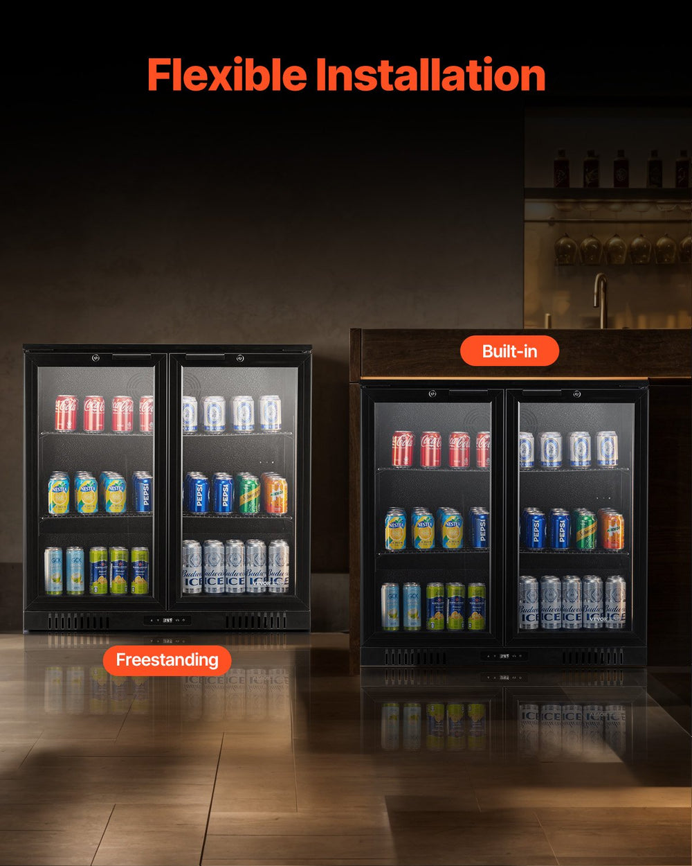 Vevor 246-Can Commercial Beverage Refrigerator Built-In or Freestanding Glass Door New