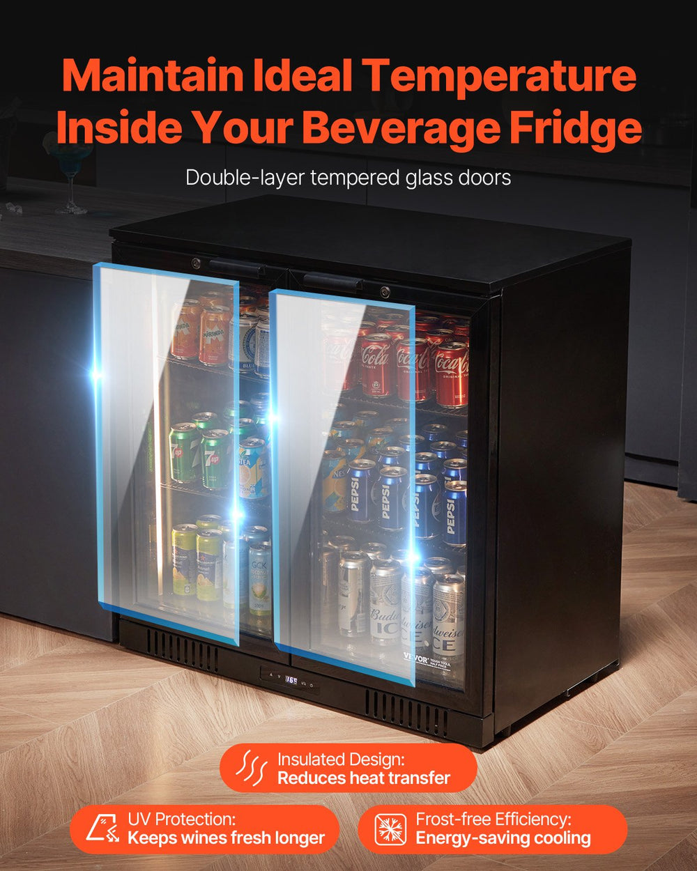 Vevor 246-Can Commercial Beverage Refrigerator Built-In or Freestanding Glass Door New