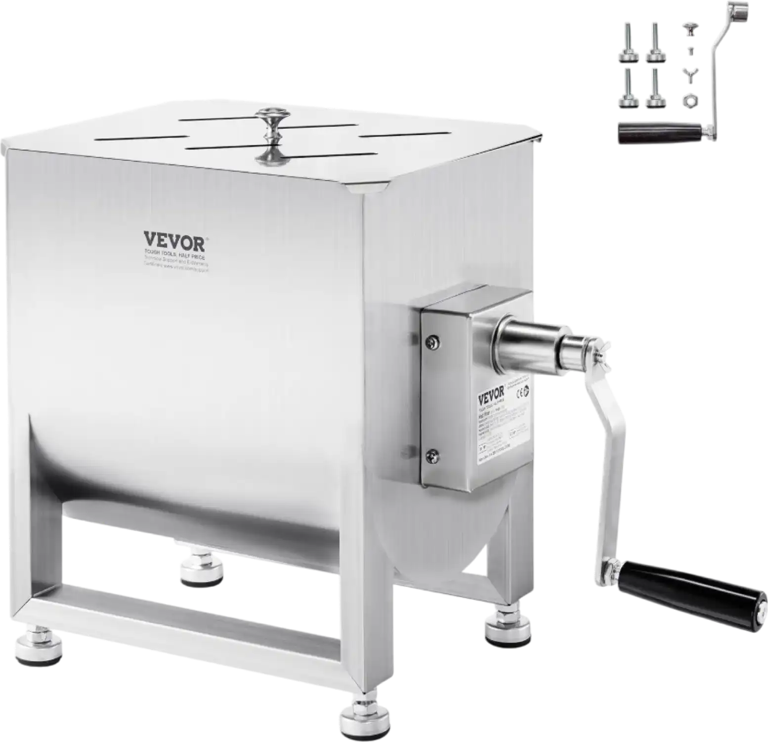 Vevor Manual Meat Mixer 120Lb Fixed 31.7 Gal Tank Stainless Steel Gearbox Design New