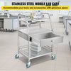 Vevor Lab Utility Cart with Wheels 3 Shelves 1 Drawer Stainless Steel New