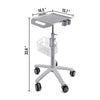 Vevor Lab Cart 16.5" x 15.7" Mobile Cart 29.5"-41.3" Adjustable Height with Large Tabletop New