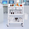 Vevor Lab Cart 3-Tier Mobile Medical Cart 110 Lbs Capacity with 3 Trays and Dual Drawers White New