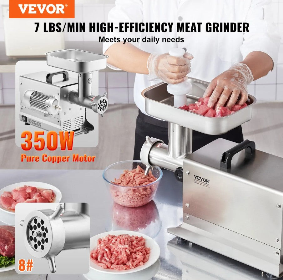 Vevor Commercial Electric Meat Grinder 7 Lbs/Min 350W Sausage Maker New