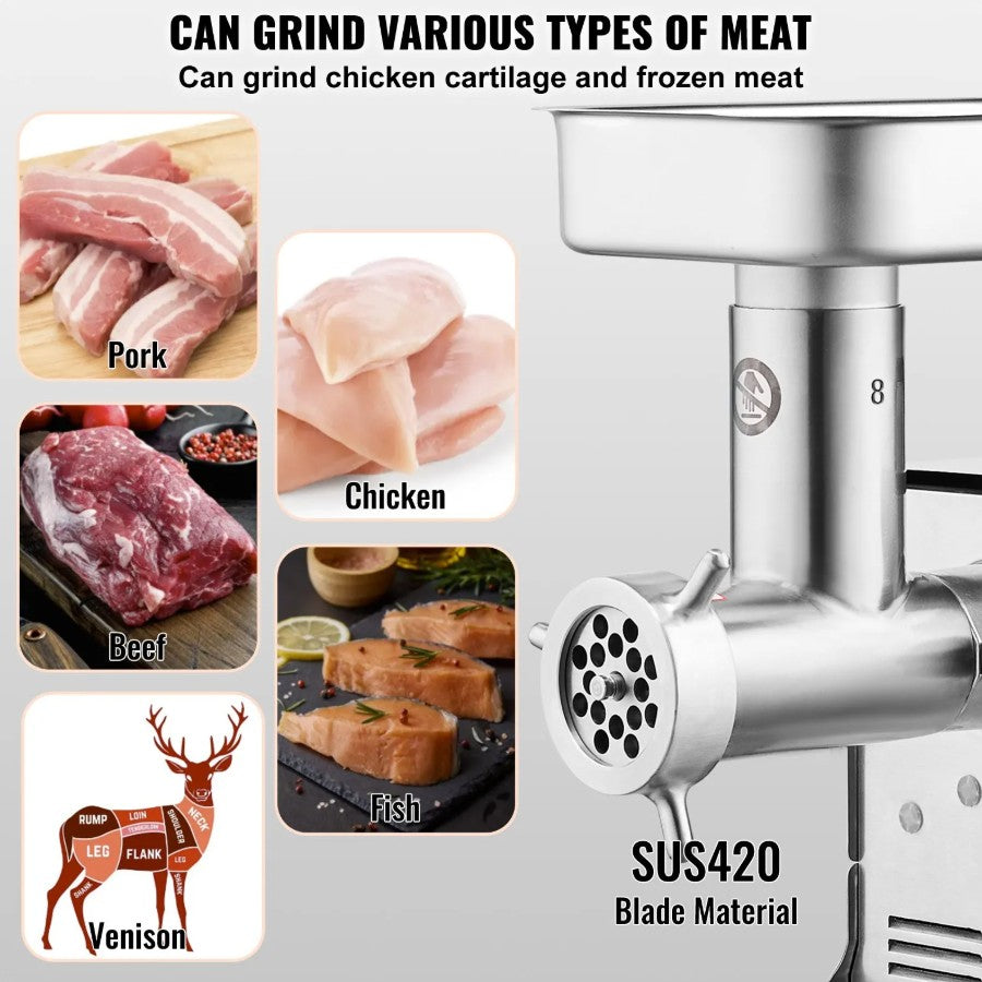 Vevor Commercial Electric Meat Grinder 7 Lbs/Min 350W Sausage Maker New