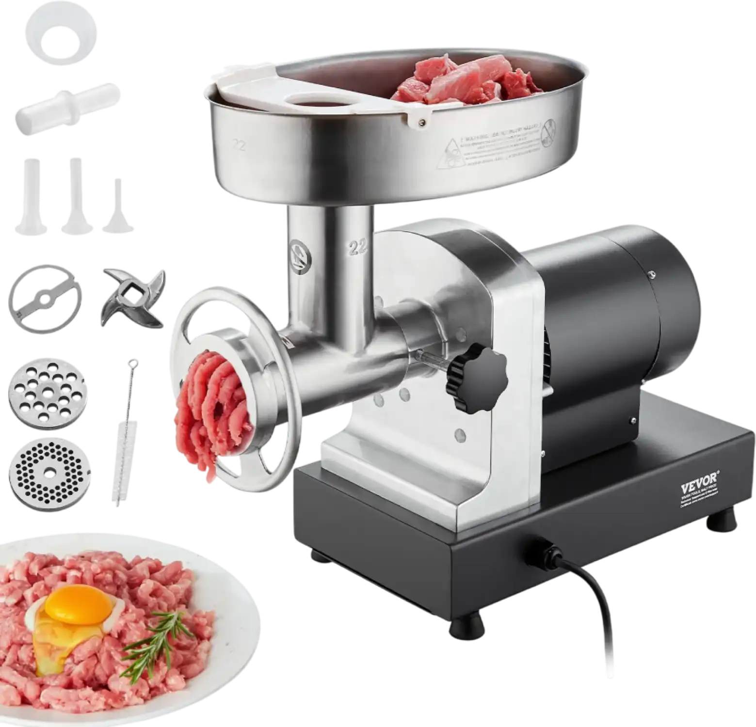 Vevor Commercial Electric Meat Grinder 750W 14 Lbs/Min Sausage Stuffer Size #22 New