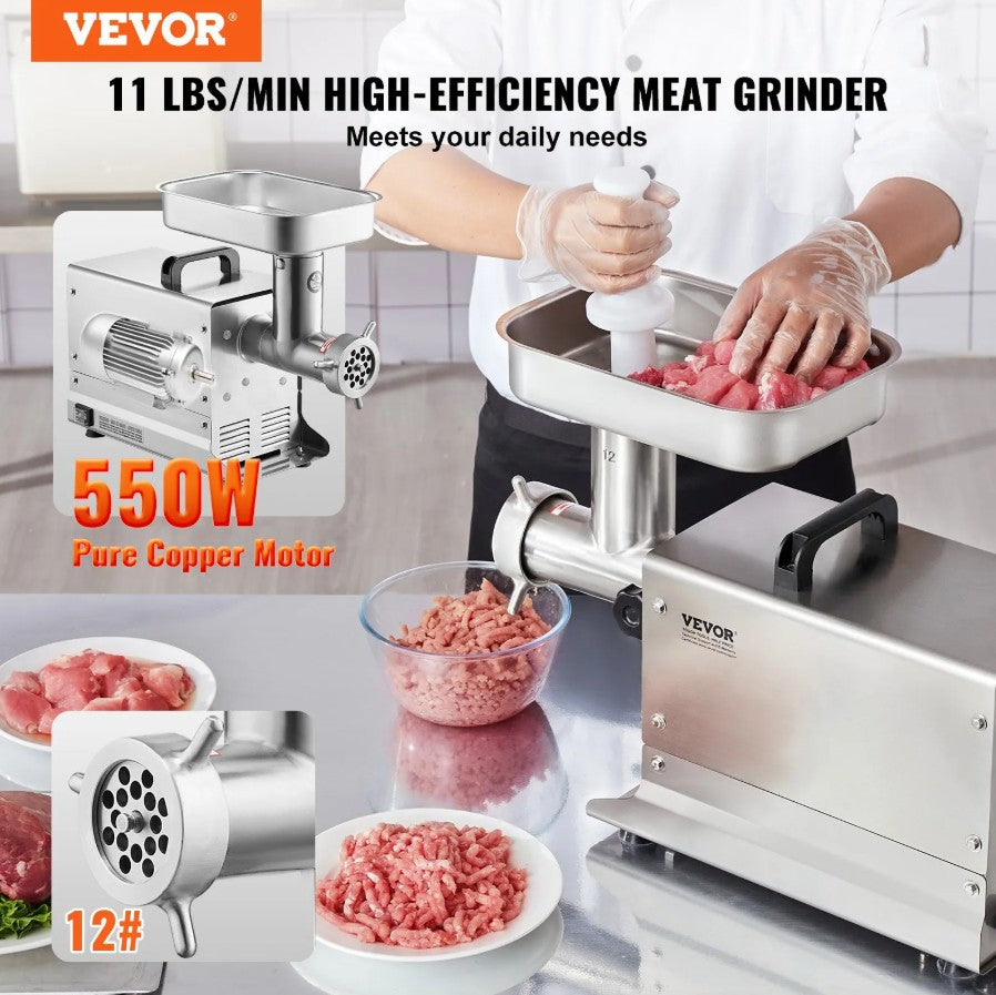 Vevor Commercial Electric Meat Grinder 11 Lbs/Min 550W Sausage Maker New