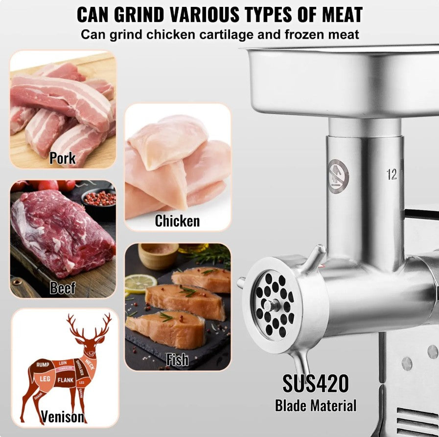 Vevor Commercial Electric Meat Grinder 11 Lbs/Min 550W Sausage Maker New