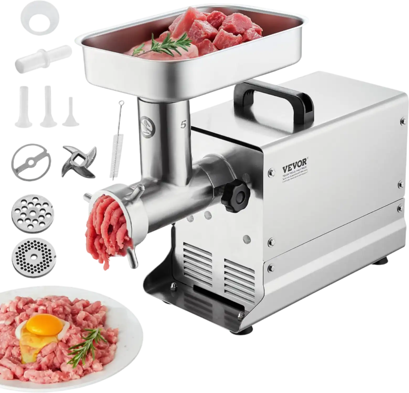 Vevor Commercial Electric Meat Grinder 5 Lbs/Min 300W Stainless Steel Sausage Stuffer New
