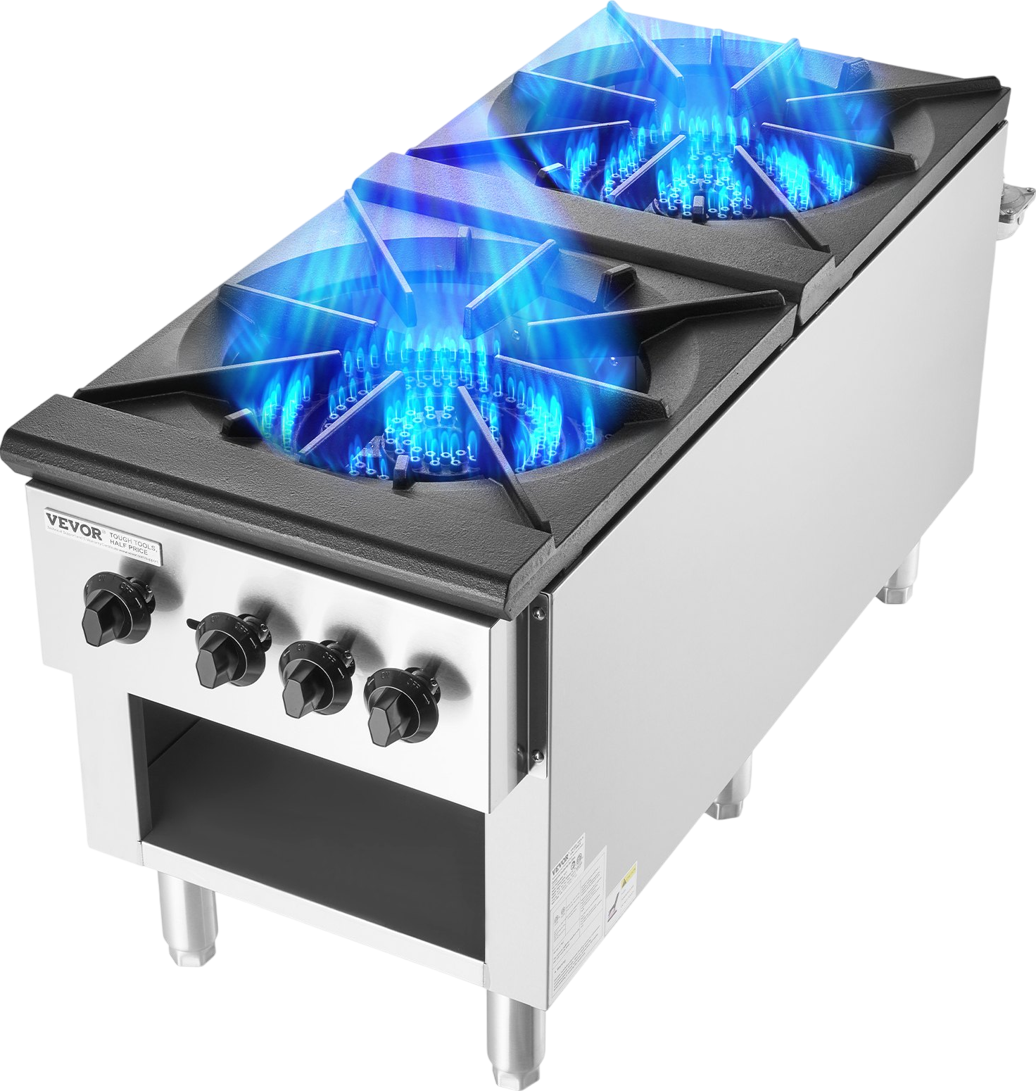 Vevor Commercial Gas Range Stove 180000 BTU 2-Burner Stainless Steel Natural Gas/Propane New