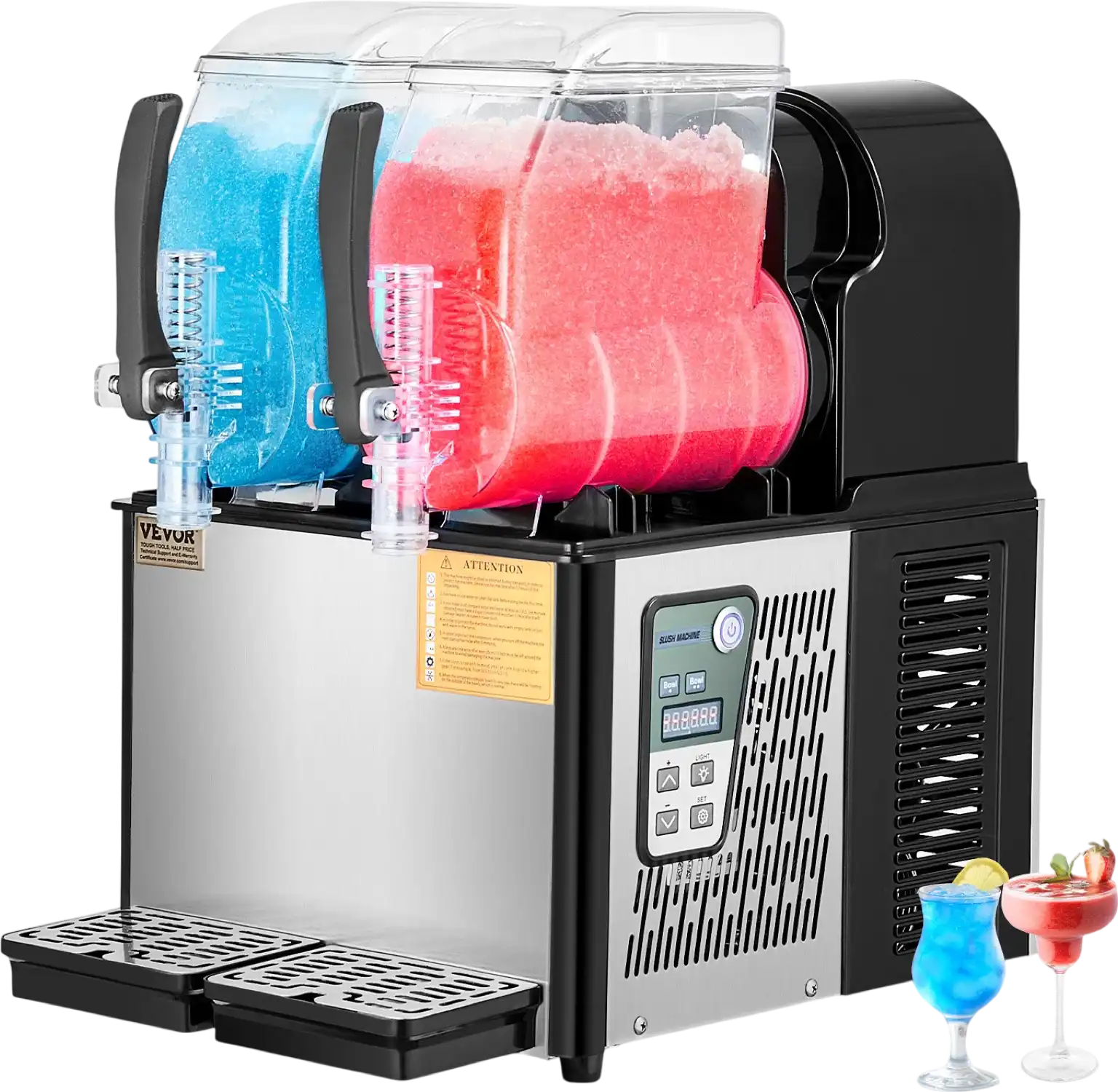 Vevor Commercial Slushy Machine 1.05 Gal 2 Tank with Digital Controls and Auto Cleaning New