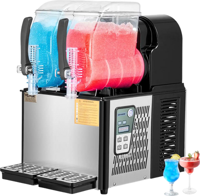 Vevor Commercial Slushy Machine 1.05 Gal 2 Tank with Digital Controls and Auto Cleaning New