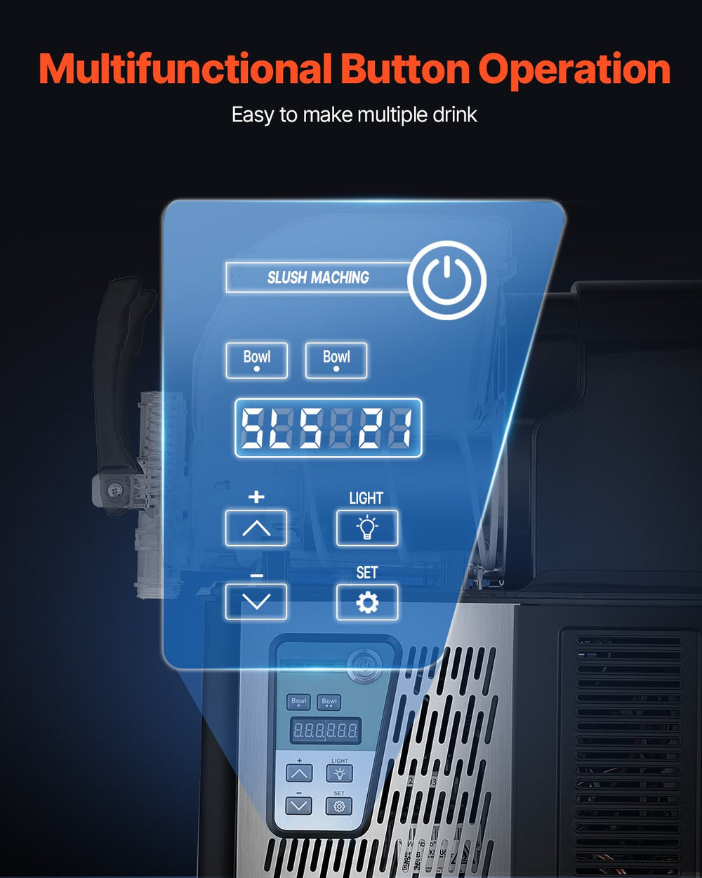 Vevor Commercial Slushy Machine 1.05 Gal 2 Tank with Digital Controls and Auto Cleaning New