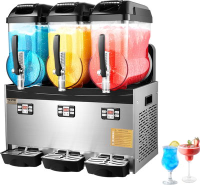 Vevor Commercial Slushy Machine 3 Tank 3.17 Gal Each with Digital Controls and Auto Cleaning New