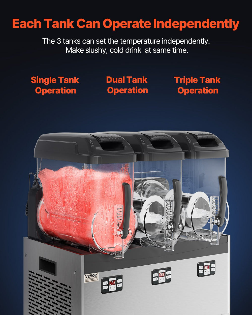 Vevor Commercial Slushy Machine 3 Tank 3.17 Gal Each with Digital Controls and Auto Cleaning New