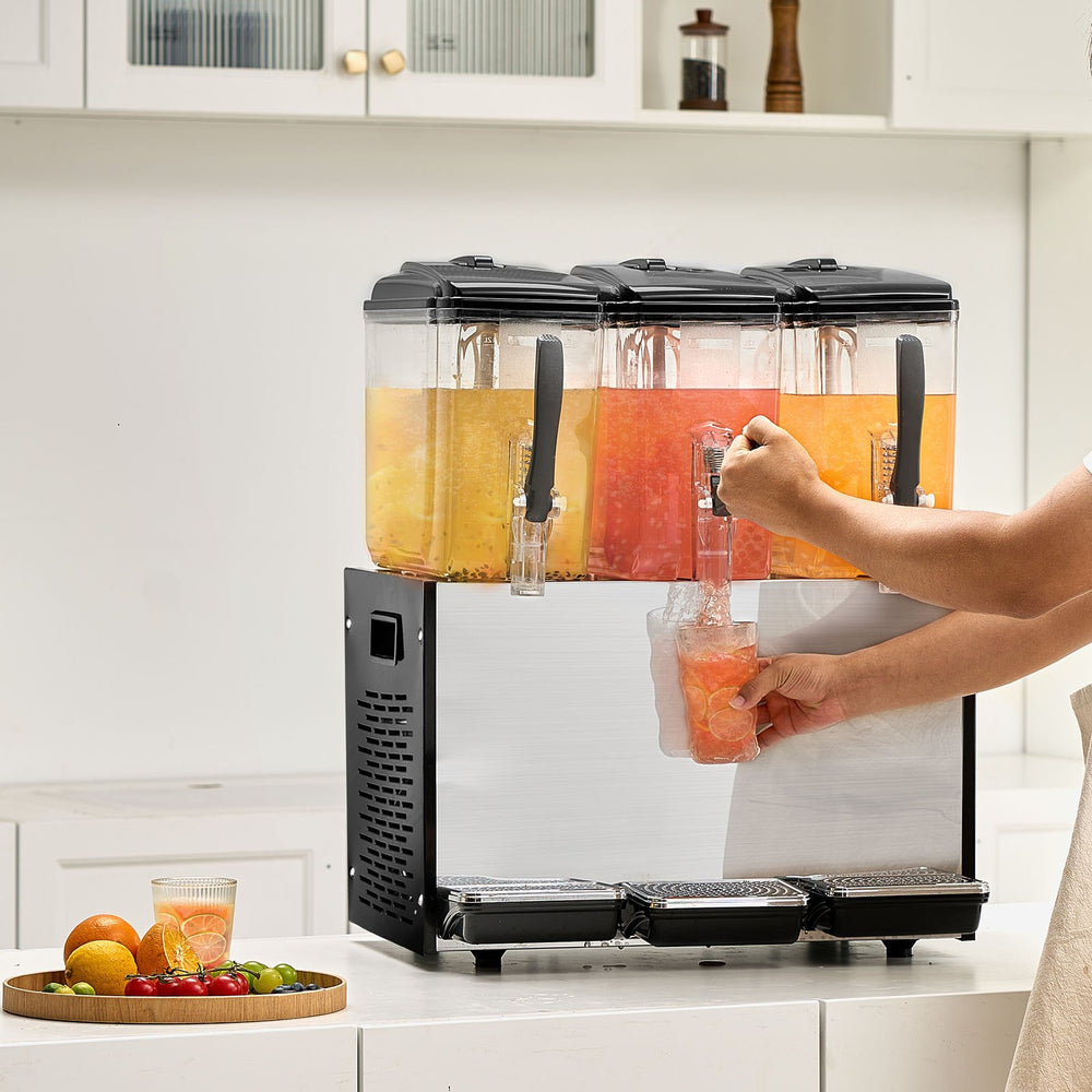 Vevor Commercial Cold Beverage Dispenser 3.2 Gal x 3 Tanks 370W Stainless Steel New