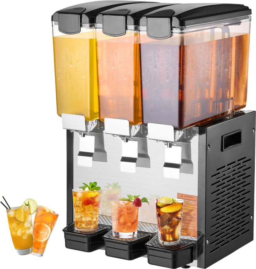 Vevor Commercial Beverage Dispenser 2.6 Gal x 3 Tanks 440W Stainless Steel New